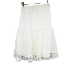 VTG GUNNE SAX Womens Slip Skirt Peasant Boho Ivory Lace Satin Cottagecore 1970s